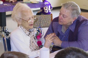 2005.03.13 Anna 100 Bday 58 Anna Maas with Marilyn West, March 13, 2005