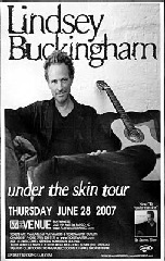 Lindsey Buckingham poster for "Under The Skin Tour" at Playmakers on June 28, 2007